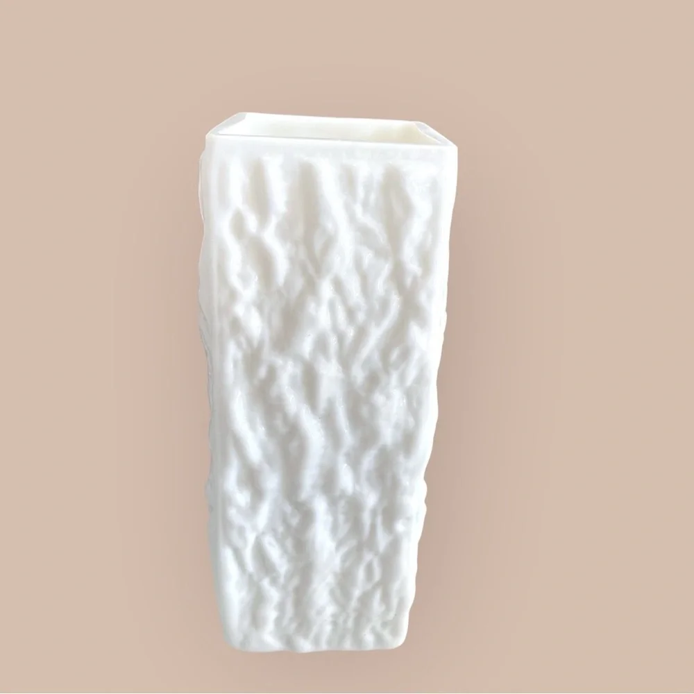 Vintage White INGRID GLASS Design Glass Vase West Germany